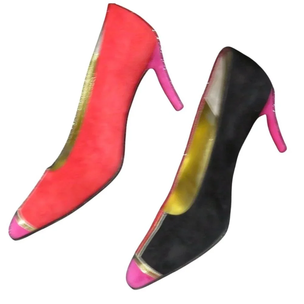 Anne Klein Couture Italian Suede Leather Color block pumps size 6